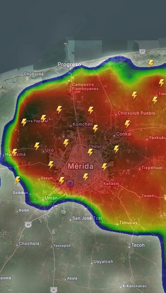 Turbonada con vientos de 68 km/h azota el norte de Mérida