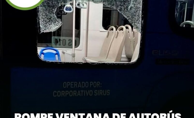 Rompe ventana de autobús del Va y Ven por temor a ser víctima de delito