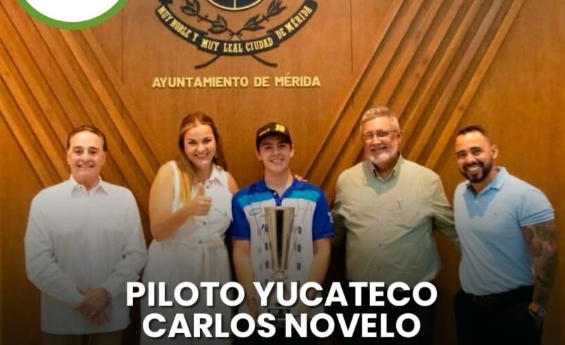 Piloto yucateco Carlos Novelo comparte su triunfo con Cecilia Patrón