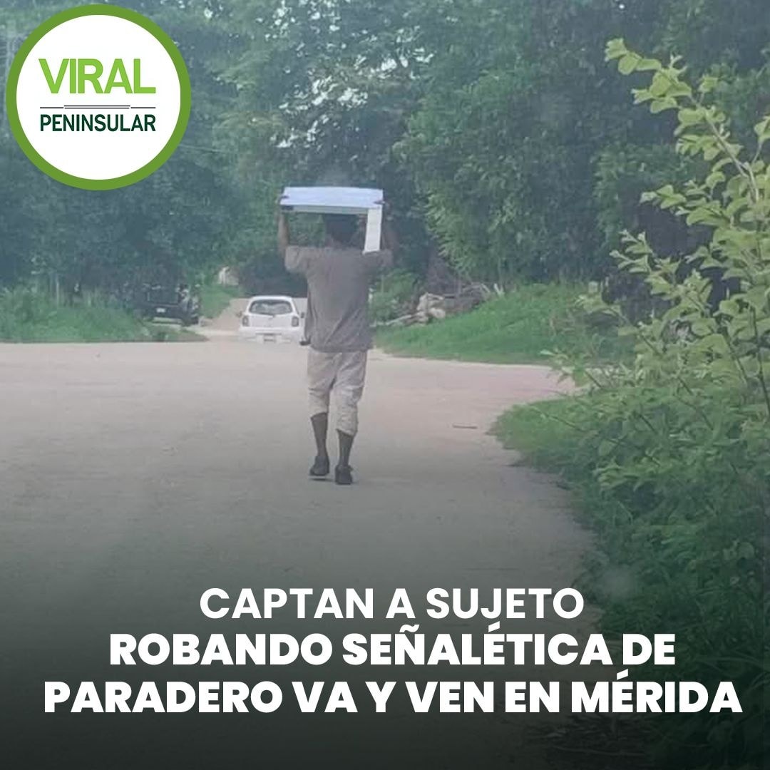 Captan a sujeto robando señalética de paradero Va y Ven en Mérida
