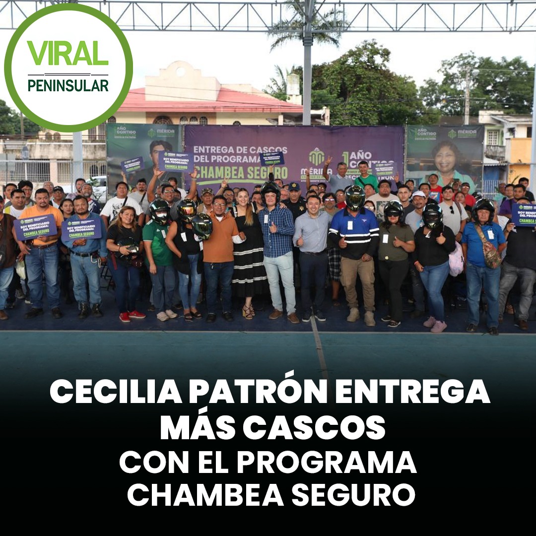 Cecilia Patrón entrega más cascos con el programa Chambea Seguro