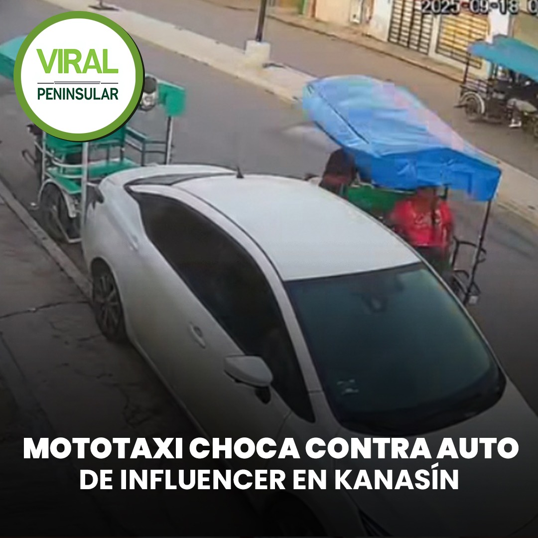 Mototaxi choca contra auto de influencer en Kanasín