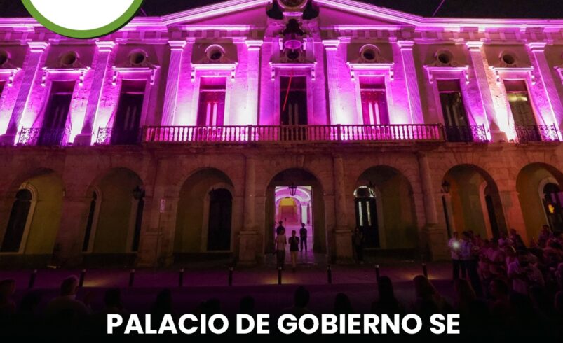 Palacio de Gobierno se ilumina de rosa contra el cáncer de mama