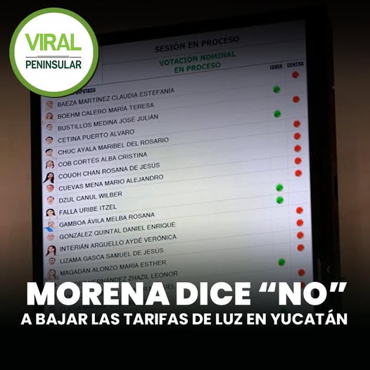 Morena dice «no» a bajar las tarifas de luz en Yucatán