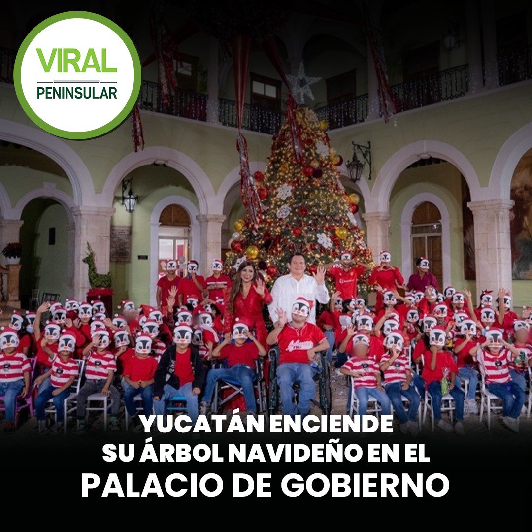 Yucatán enciende su árbol navideño en el Palacio de Gobierno