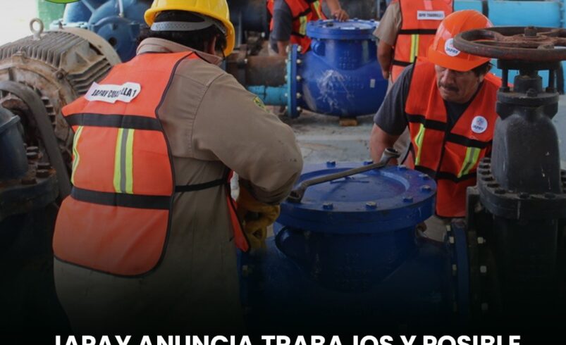 JAPAY anuncia trabajos y posible baja en el suministro de agua
