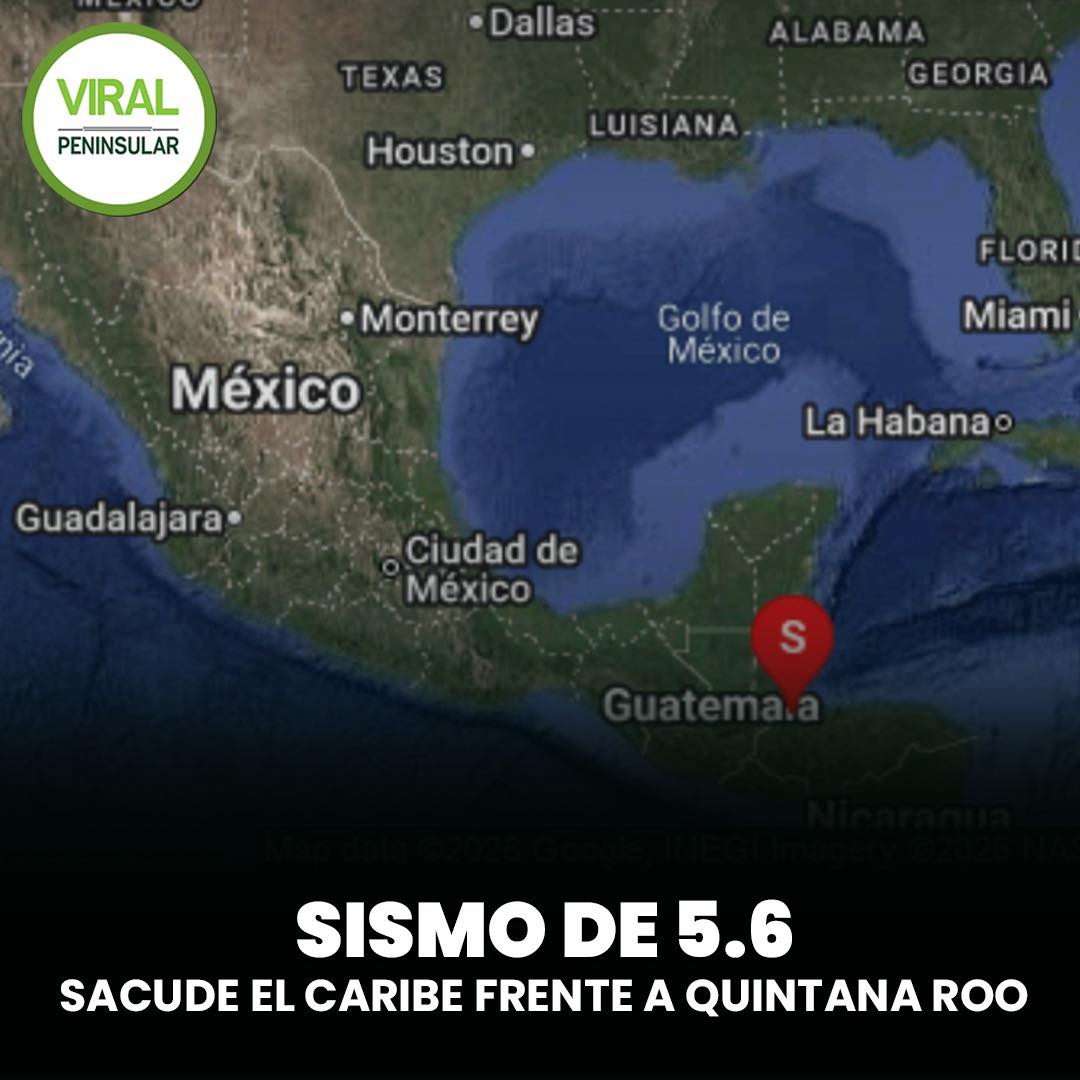 Sismo de 5.6 sacude el Caribe frente a Quintana Roo