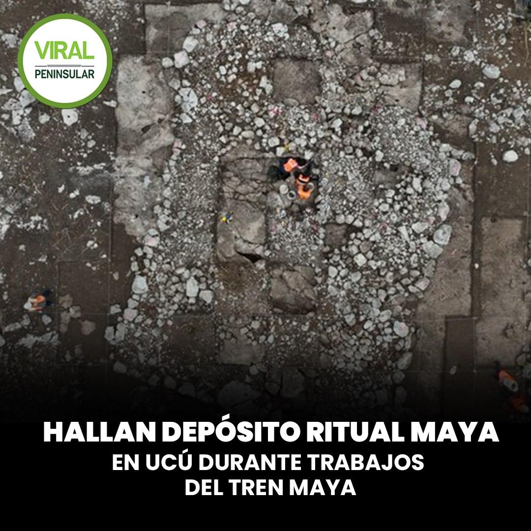 Hallan depósito ritual maya en Ucú durante trabajos del Tren Maya