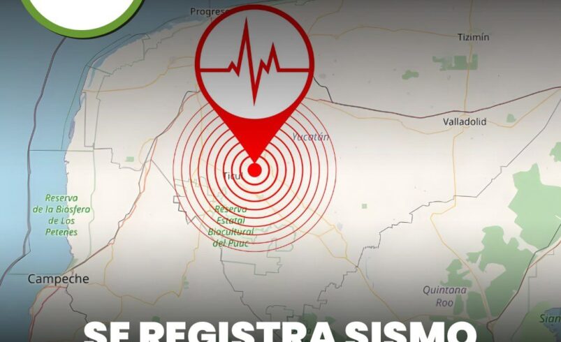 Se registra sismo cerca de Ticul