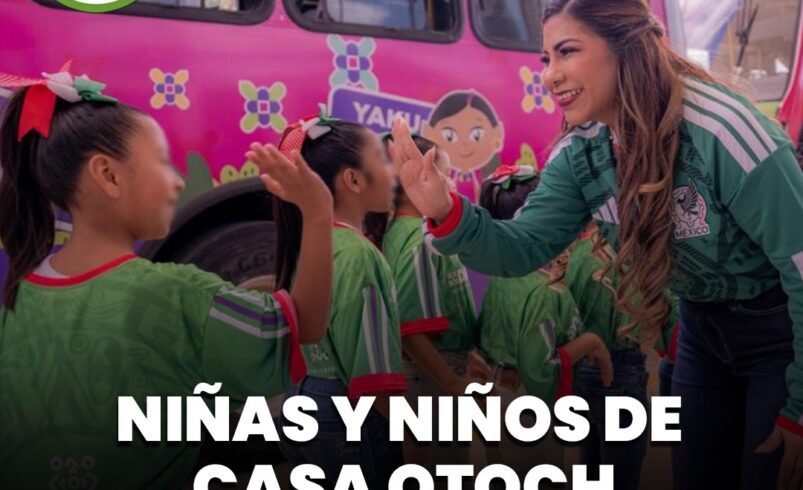 Niñas y niños de Casa Otoch conocen trofeo del Mundial 2026 en Mérida