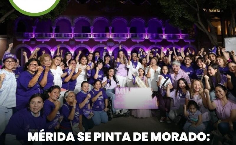 Mérida se pinta de morado: Palacio Municipal se ilumina por el Día de la Mujer