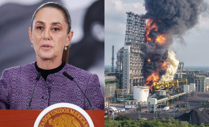 Sheinbaum dice que el incendio en la refinería Olmeca está controlado