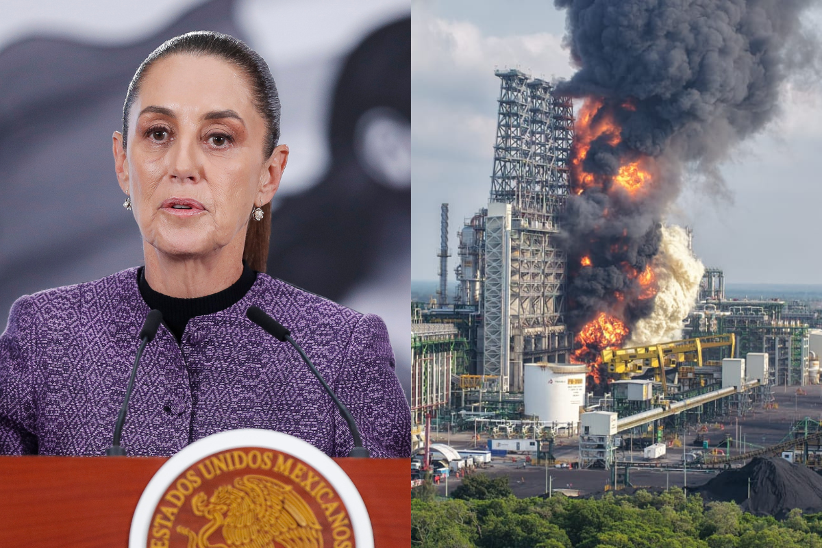 Sheinbaum dice que el incendio en la refinería Olmeca está controlado
