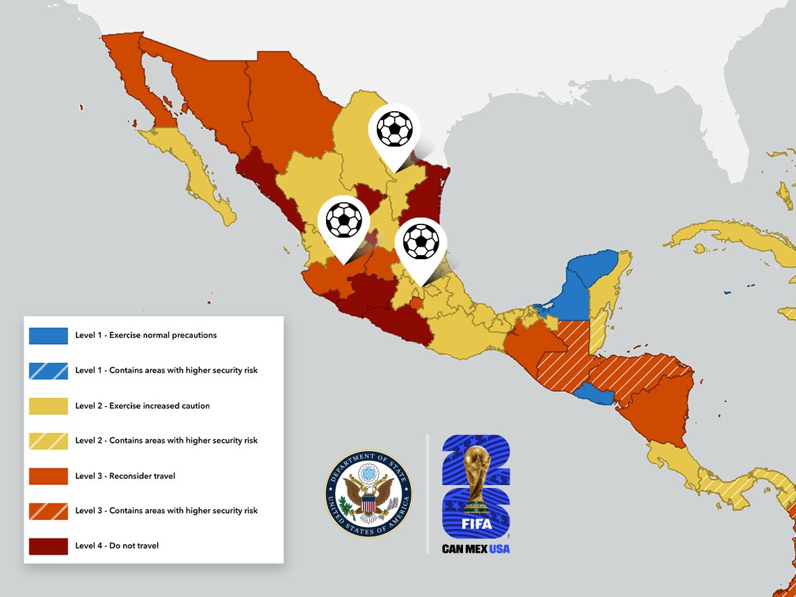 Ante el Mundial, EU emite alerta de viaje a México por riesgos de asaltos y hasta terrorismo