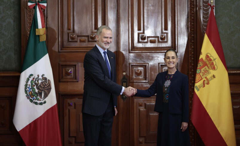 Sheinbaum recibe al rey Felipe VI de España en Palacio Nacional