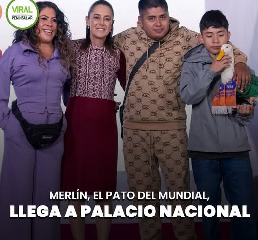 Merlín, el pato del Mundial, llega a Palacio Nacional