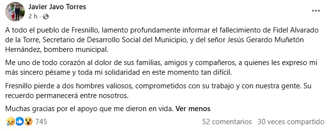 Identifican a 9 de los 10 víctimas asesinadas en Zacatecas; entre ellos el exalcalde de Sombrerete