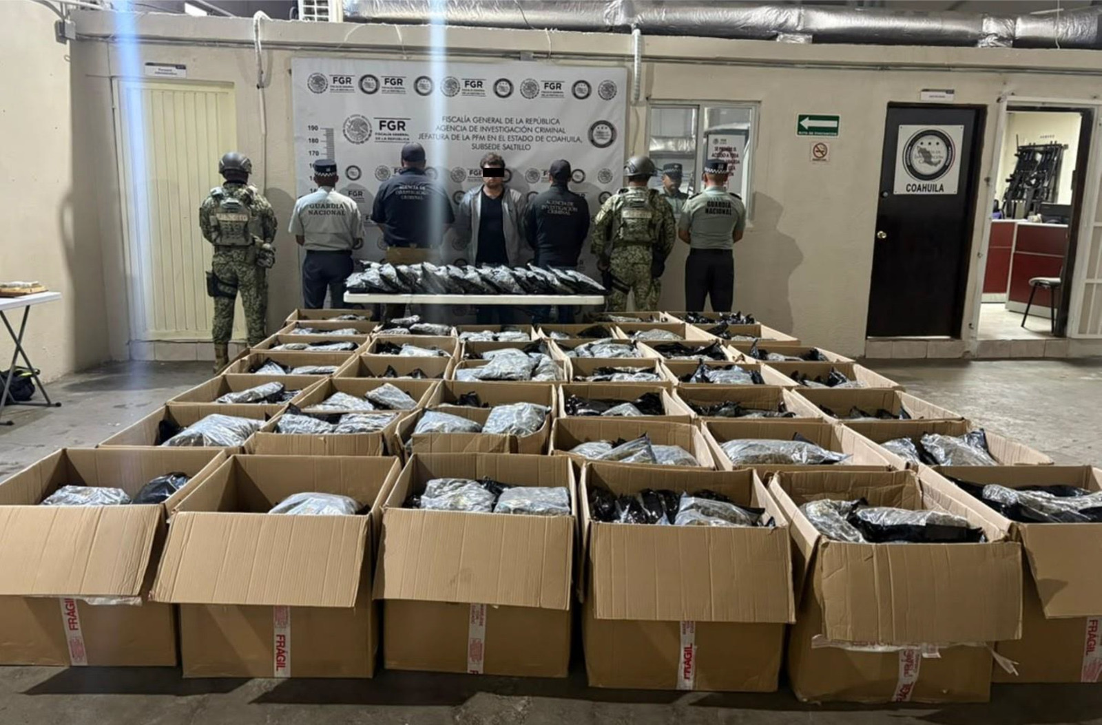 Aseguran 602 kilos de marihuana en Saltillo; hay un detenido