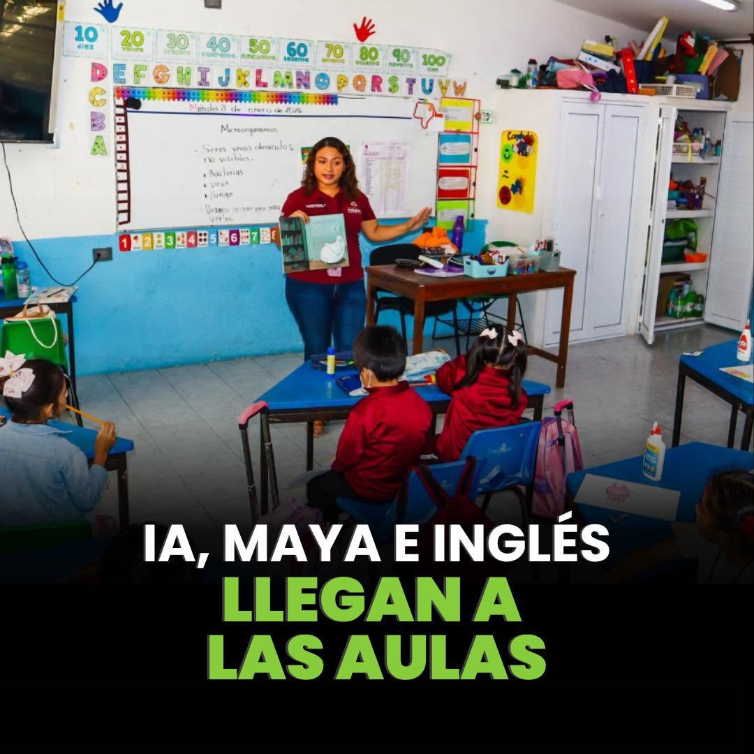 #Viral | Cinco escuelas de Yucatán comenzaron el ciclo 2026-2027 con el nuevo modelo “Planteles Renacimiento Maya”, que incorpora enseñanza de lengua maya e inglés, inteligencia artificial, formación tecnológica y desarrollo socioemocional, informó la Segey.