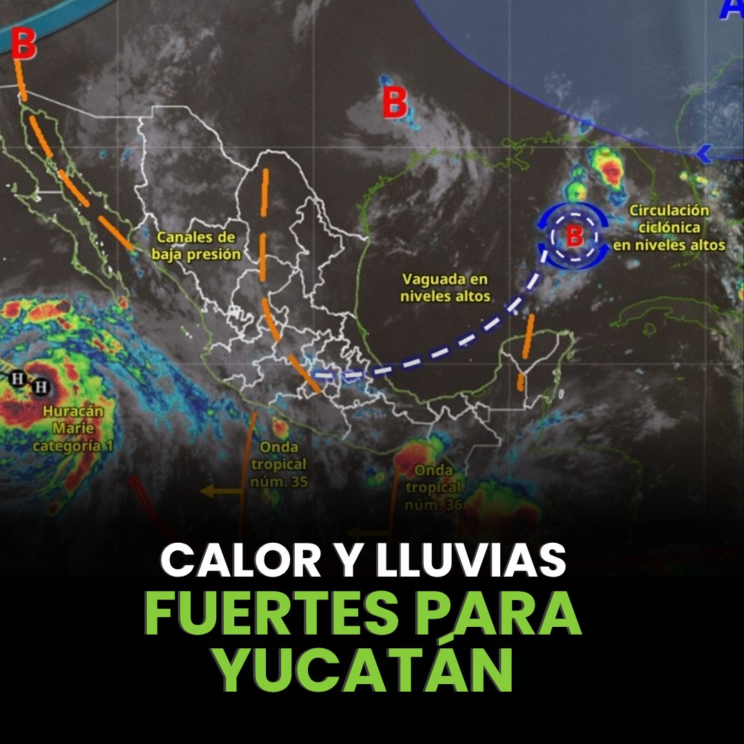 #Viral | Yucatán tendrá este jueves una jornada de ambiente caluroso y lluvias puntuales fuertes, principalmente en las zonas centro, oeste y sur del estado, acompañadas de descargas eléctricas.