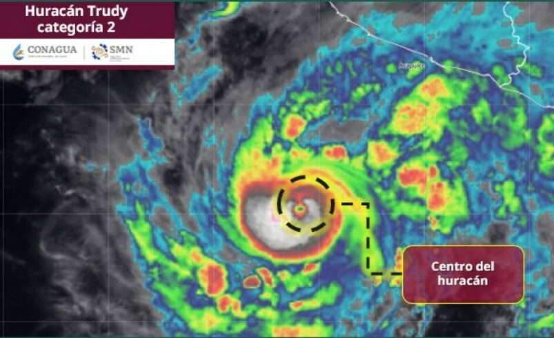 Huracán Trudy categoría 2 provoca lluvias intensas en Guerrero, Oaxaca y Michoacán